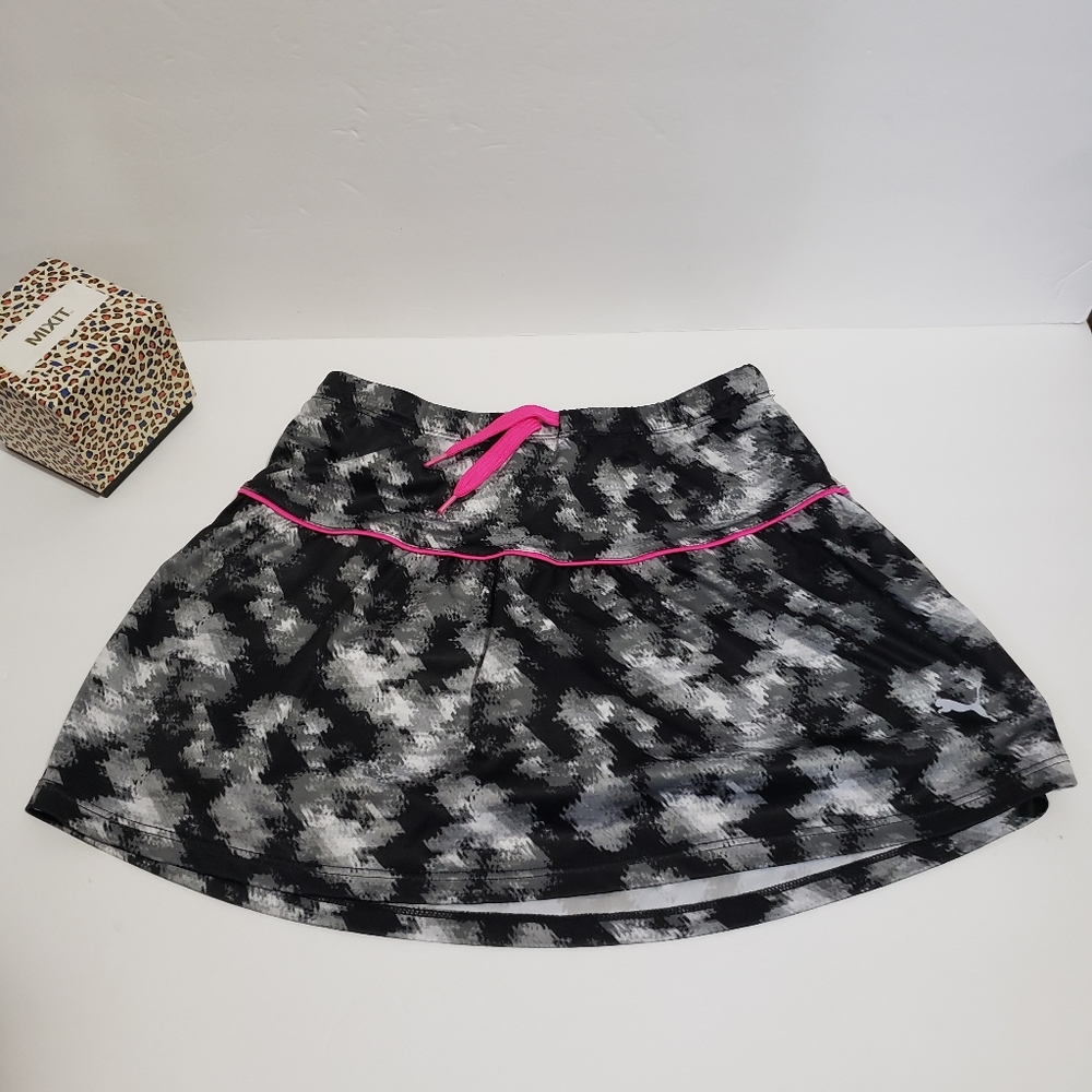 Puma Skirt (Skort) Girls Large 12-14 Black Gray Pink